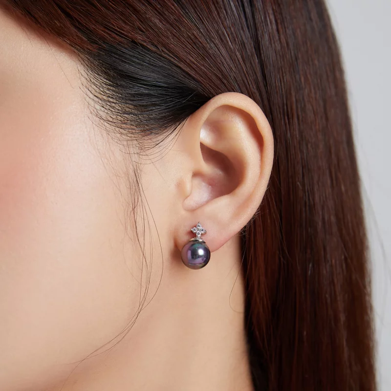 (image pour) Boucles d'oreilles clous en perles brillantes style Pandora - BSE498 - Afficher 8