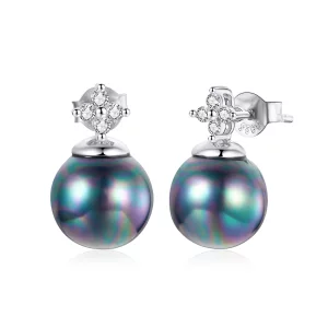 (image pour) Boucles d'oreilles clous en perles brillantes style Pandora - BSE498