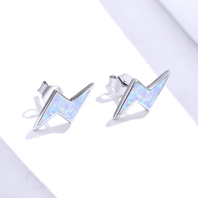 (image pour) Boucles d'oreilles clous en style Pandora avec éclairs en opale - SCE860 - Afficher 2