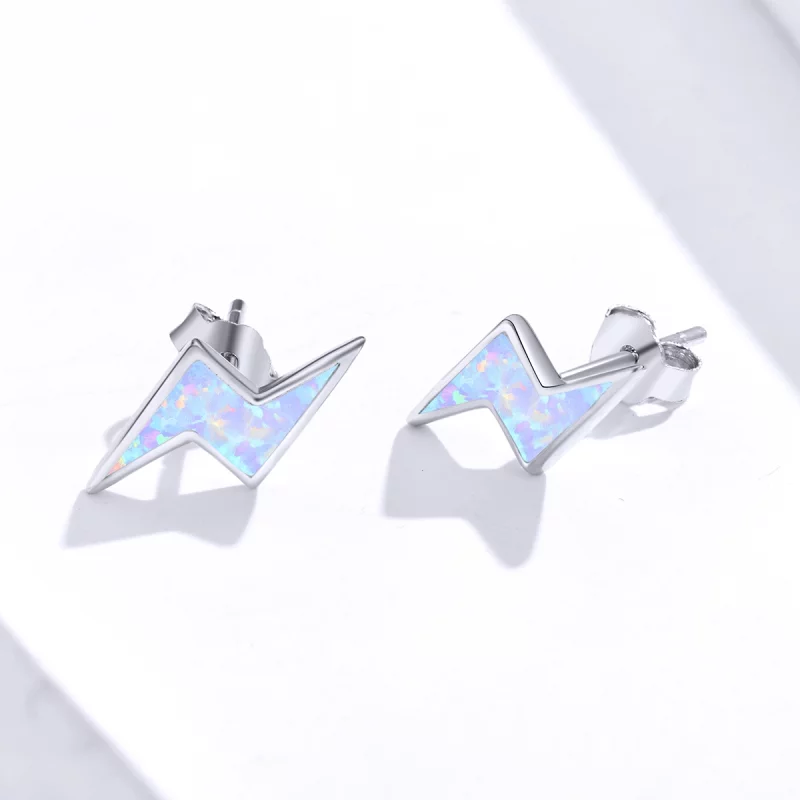 (image pour) Boucles d'oreilles clous en style Pandora avec éclairs en opale - SCE860 - Afficher 3