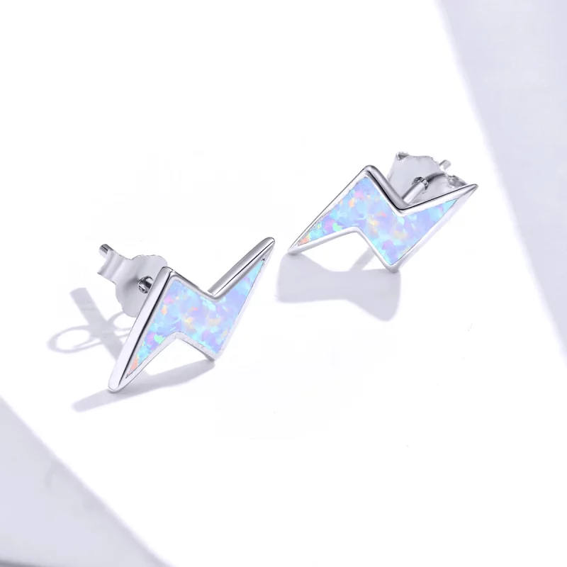 (image pour) Boucles d'oreilles clous en style Pandora avec éclairs en opale - SCE860 - Afficher 4
