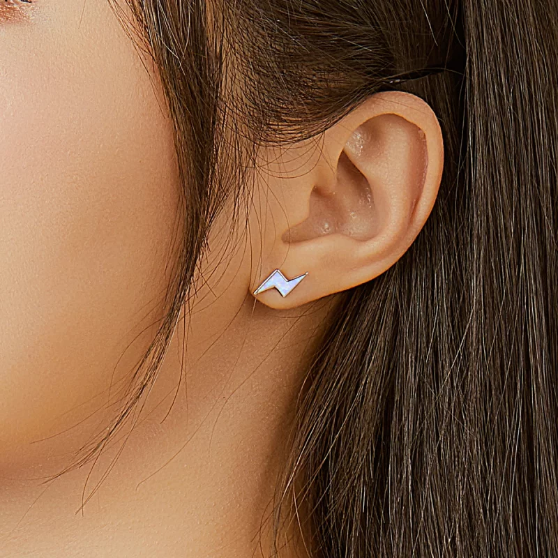 (image pour) Boucles d'oreilles clous en style Pandora avec éclairs en opale - SCE860 - Afficher 7