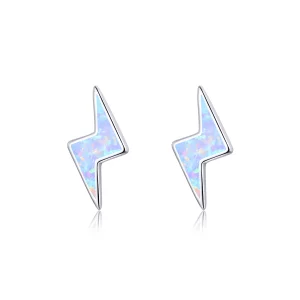 (image pour) Boucles d'oreilles clous en style Pandora avec éclairs en opale - SCE860