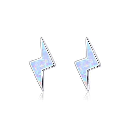 (image pour) Boucles d'oreilles clous en style Pandora avec éclairs en opale - SCE860