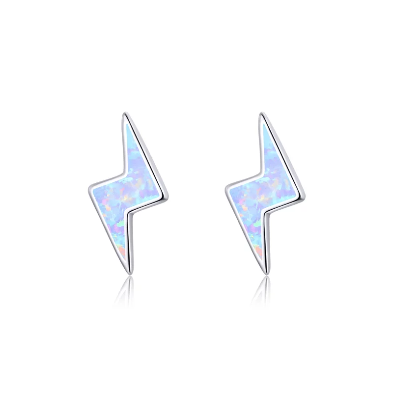(image pour) Boucles d'oreilles clous en style Pandora avec éclairs en opale - SCE860