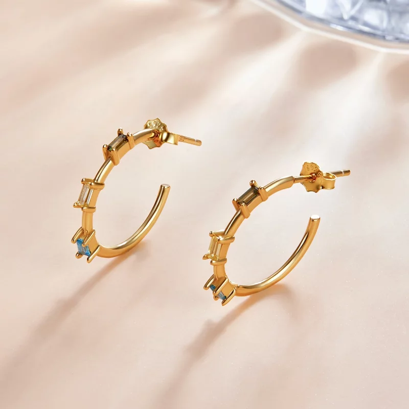 (image pour) Boucles d'oreilles à clous en zircon coloré de style Pandora - SCE1211 - Afficher 2