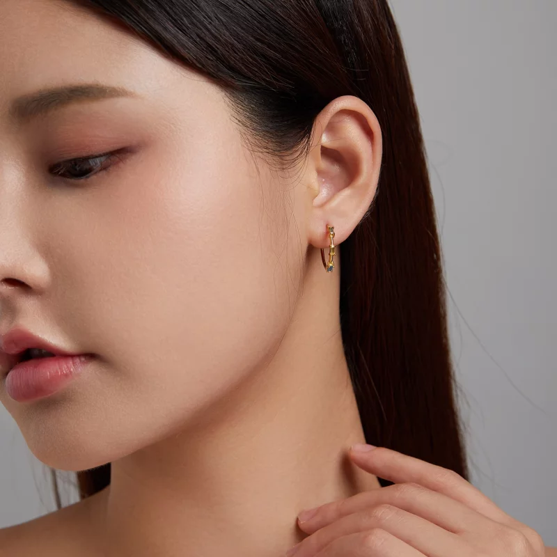 (image pour) Boucles d'oreilles à clous en zircon coloré de style Pandora - SCE1211 - Afficher 6
