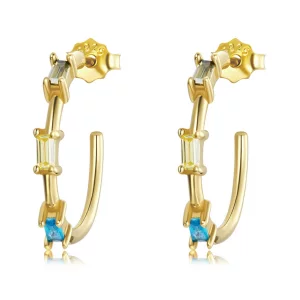 (image pour) Boucles d'oreilles à clous en zircon coloré de style Pandora - SCE1211