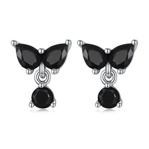 (image pour) Boucles d'oreilles à clous en zircone noire de style Pandora - SCE1507