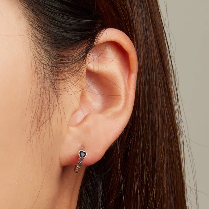 (image pour) Boucles d'oreilles à clous en zircone noire vintage de style Pandora - SCE1520 - Afficher 6