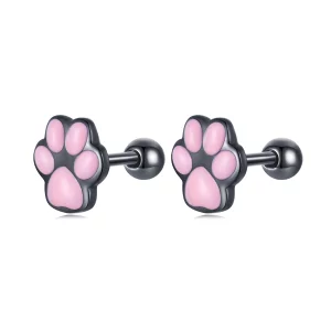(image pour) Boucles d'oreilles à clous mignonnes de style Pandora avec patte de chat - SCE1516