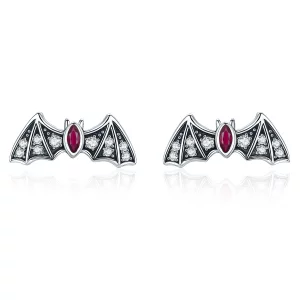(image pour) Boucles d'oreilles clous mystérieuses de style Pandora avec des chauves-souris - BSE004