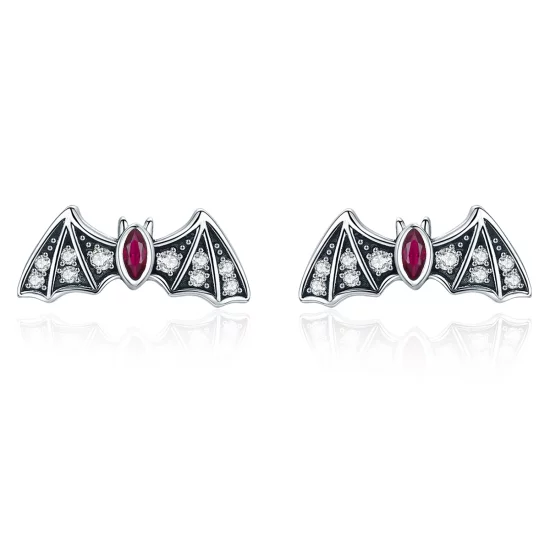 (image pour) Boucles d'oreilles clous mystérieuses de style Pandora avec des chauves-souris - BSE004