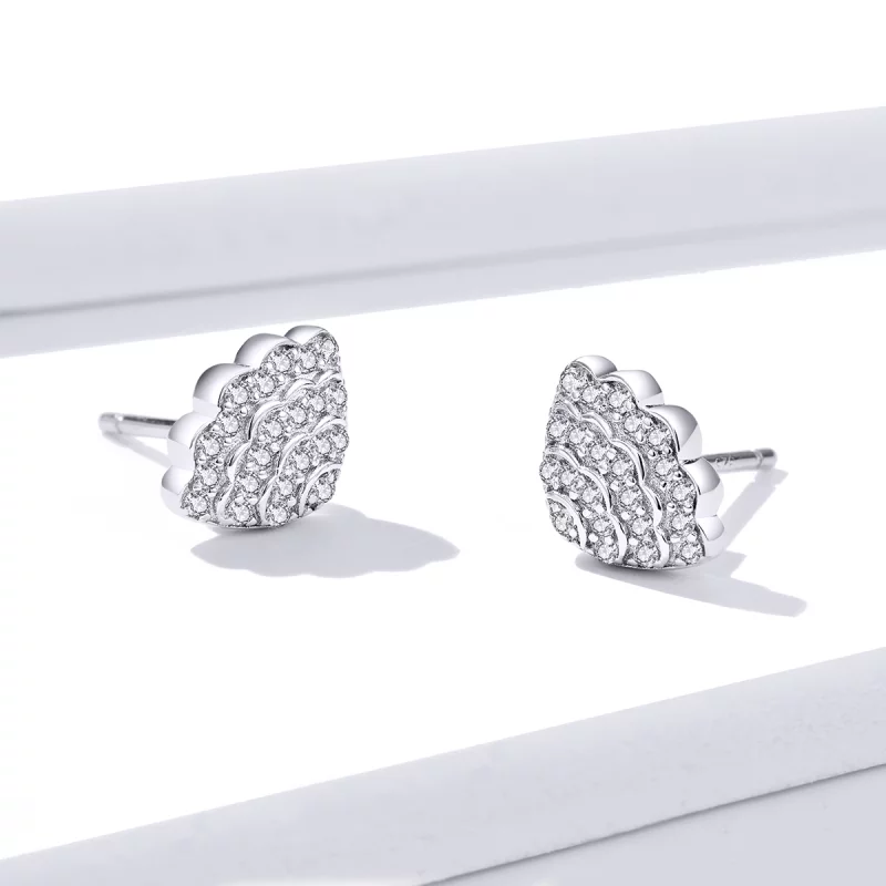 (image pour) Boucles d'oreilles clous romantiques de style Pandora avec coquillage - BSE342 - Afficher 2
