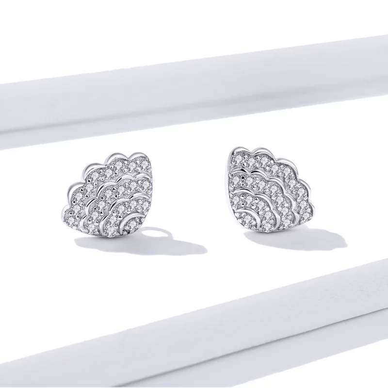 (image pour) Boucles d'oreilles clous romantiques de style Pandora avec coquillage - BSE342 - Afficher 3