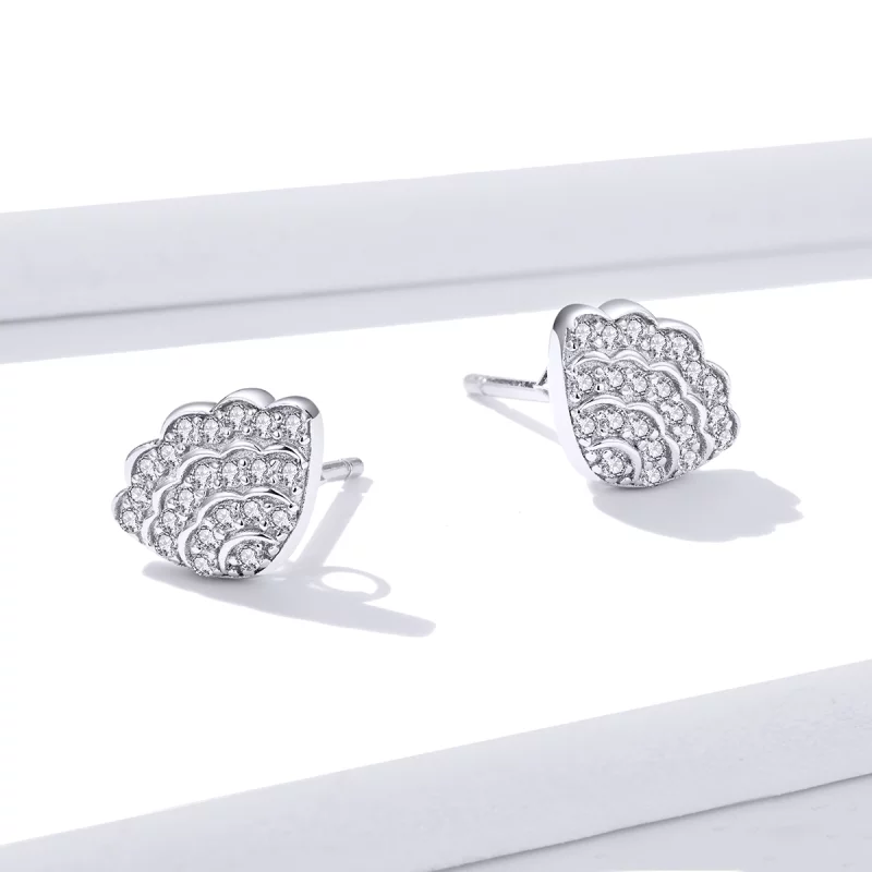 (image pour) Boucles d'oreilles clous romantiques de style Pandora avec coquillage - BSE342 - Afficher 4
