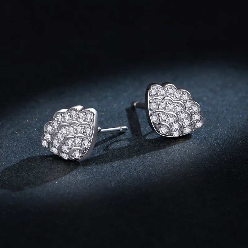 (image pour) Boucles d'oreilles clous romantiques de style Pandora avec coquillage - BSE342 - Afficher 8