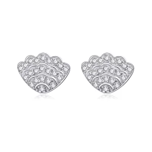 (image pour) Boucles d'oreilles clous romantiques de style Pandora avec coquillage - BSE342
