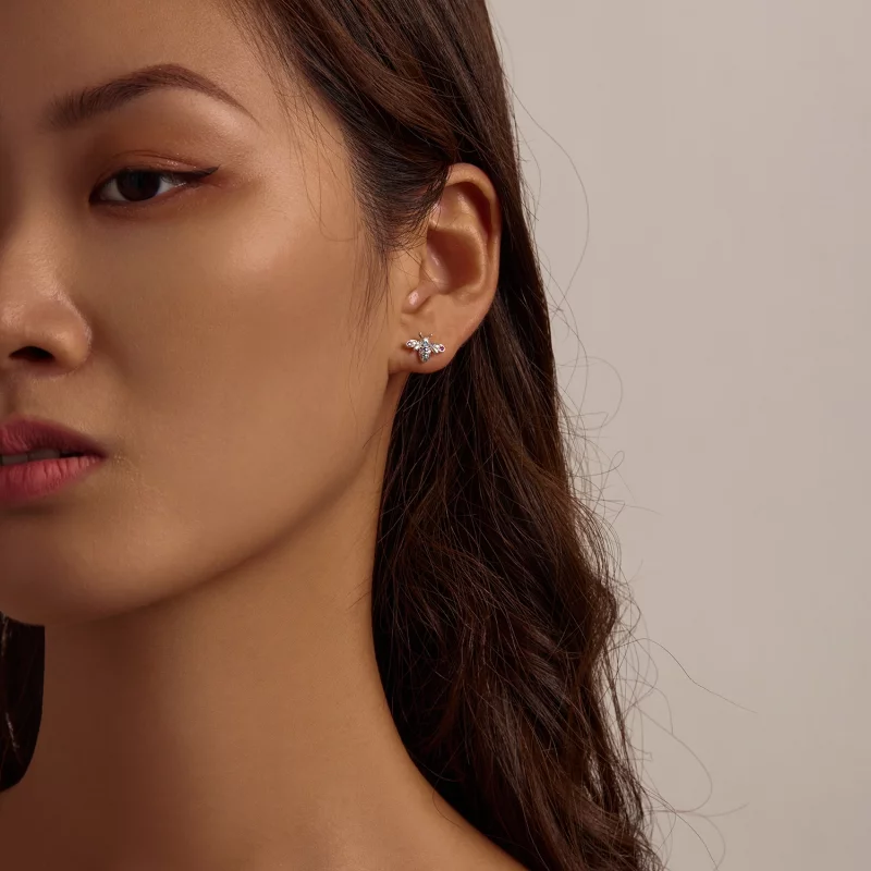 (image pour) Boucles d'oreilles clous style Pandora avec abeille colorée - BSE559 - Afficher 6