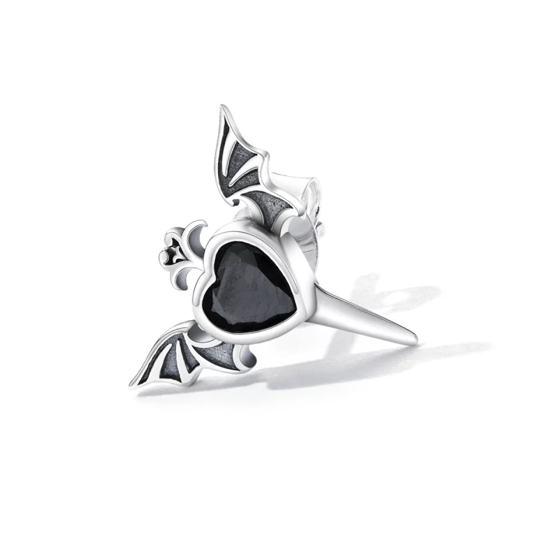 (image pour) Boucles d'oreilles clous style Pandora avec ailes d'amour - SCE1179-BK - Afficher 2