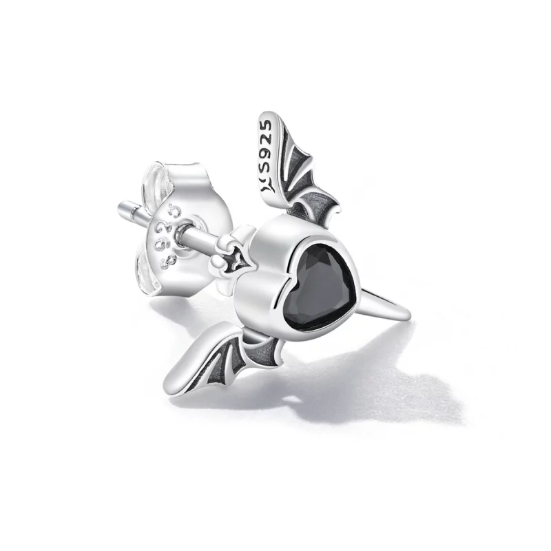 (image pour) Boucles d'oreilles clous style Pandora avec ailes d'amour - SCE1179-BK - Afficher 3