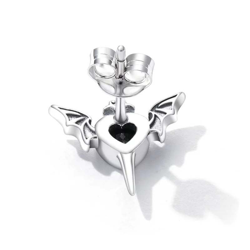 (image pour) Boucles d'oreilles clous style Pandora avec ailes d'amour - SCE1179-BK - Afficher 4
