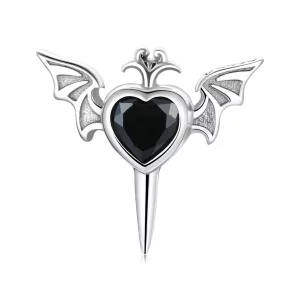(image pour) Boucles d'oreilles clous style Pandora avec ailes d'amour - SCE1179-BK