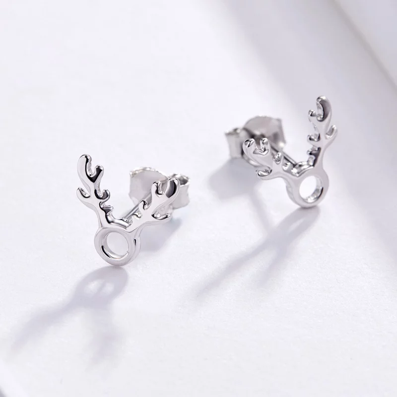 (image pour) Boucles d'oreilles clous style Pandora avec des cornes - BSE116 - Afficher 3