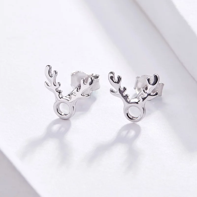 (image pour) Boucles d'oreilles clous style Pandora avec des cornes - BSE116 - Afficher 4