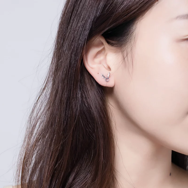 (image pour) Boucles d'oreilles clous style Pandora avec des cornes - BSE116 - Afficher 5