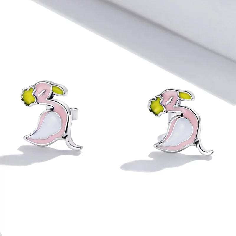 (image pour) Boucles d'oreilles clous style Pandora avec flamants roses - SCE1276 - Afficher 2