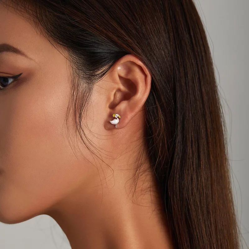 (image pour) Boucles d'oreilles clous style Pandora avec flamants roses - SCE1276 - Afficher 6