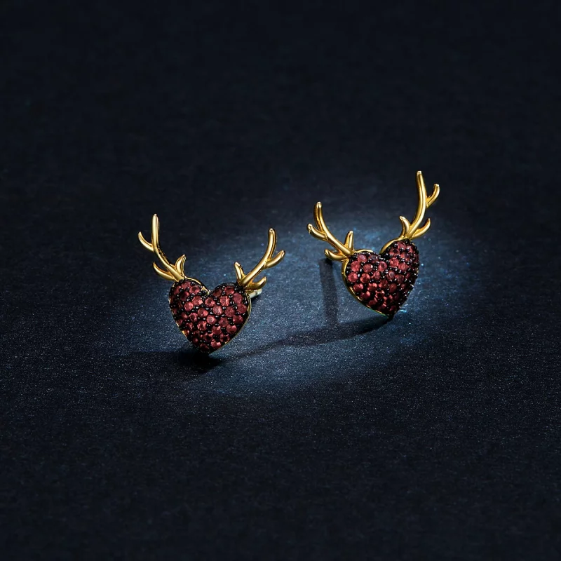 (image pour) Boucles d'oreilles clous style Pandora avec motif cerf - BSE313 - Afficher 5