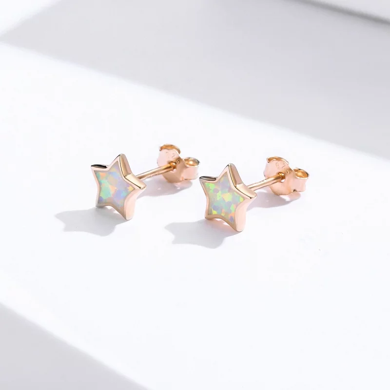 (image pour) Boucles d'oreilles clous style Pandora avec pentagramme en opale - SCE674 - Afficher 2
