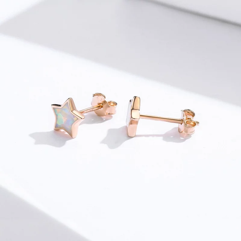 (image pour) Boucles d'oreilles clous style Pandora avec pentagramme en opale - SCE674 - Afficher 3