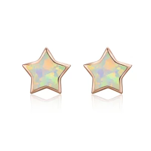 (image pour) Boucles d'oreilles clous style Pandora avec pentagramme en opale - SCE674