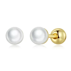 (image pour) Boucles d'oreilles clous style Pandora avec perle - BSE630-BL