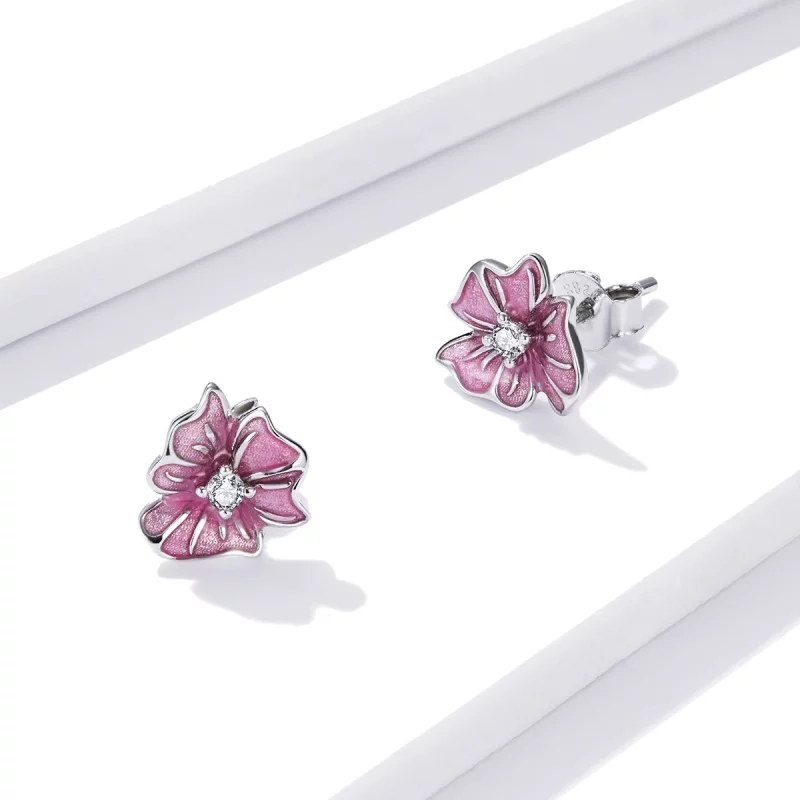 (image pour) Boucles d'oreilles à clous style Pandora avec étamines florissantes - BSE471 - Afficher 3