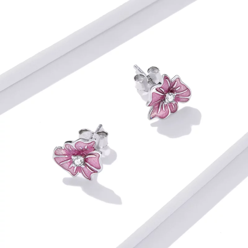 (image pour) Boucles d'oreilles à clous style Pandora avec étamines florissantes - BSE471 - Afficher 4