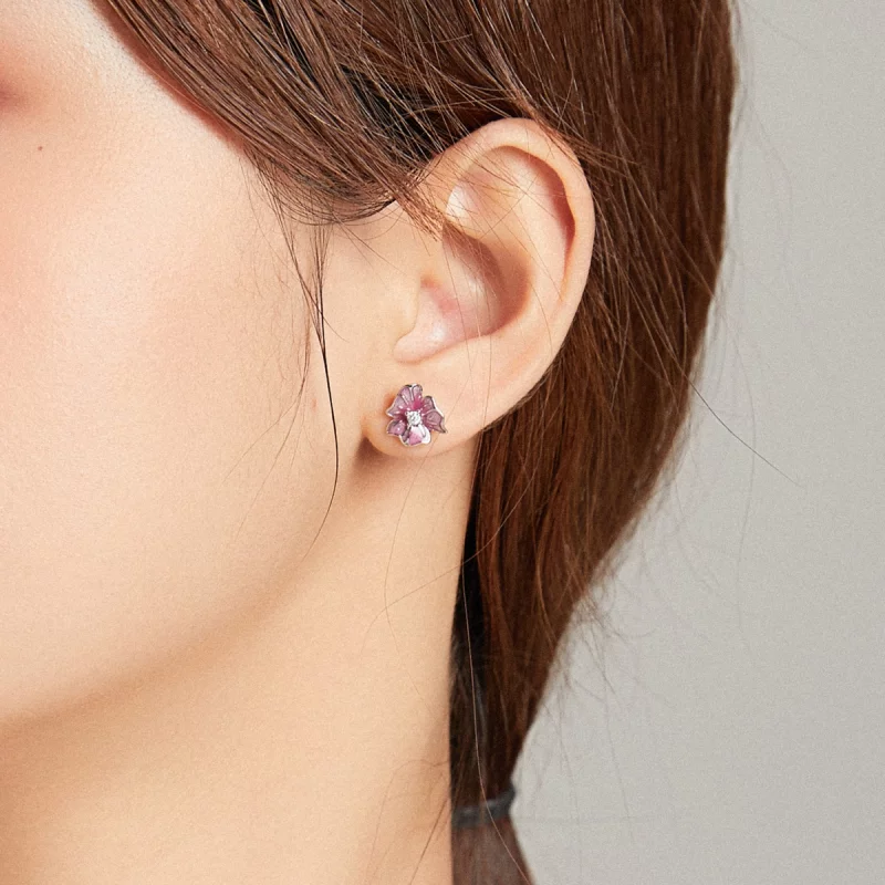 (image pour) Boucles d'oreilles à clous style Pandora avec étamines florissantes - BSE471 - Afficher 6
