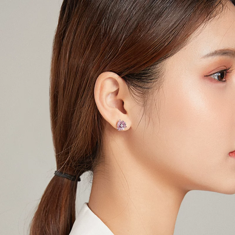 (image pour) Boucles d'oreilles à clous style Pandora avec étamines florissantes - BSE471 - Afficher 8
