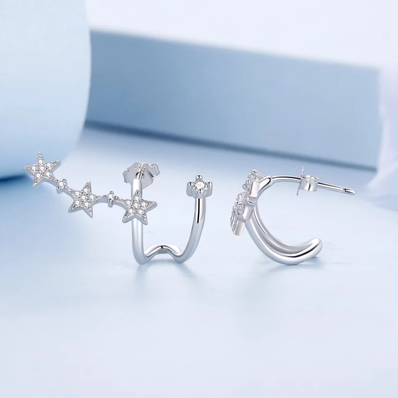 (image pour) Boucles d'oreilles à clous style Pandora avec étoile - BSE700 - Afficher 3