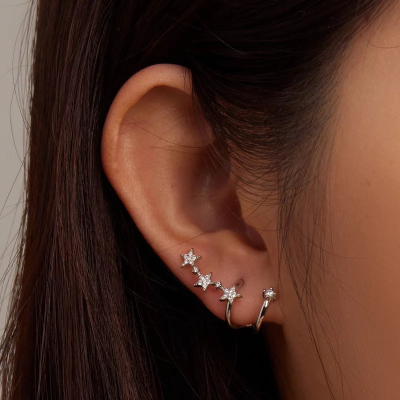 (image pour) Boucles d'oreilles à clous style Pandora avec étoile - BSE700 - Afficher 5
