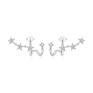 (image pour) Boucles d'oreilles à clous style Pandora avec étoile - BSE700