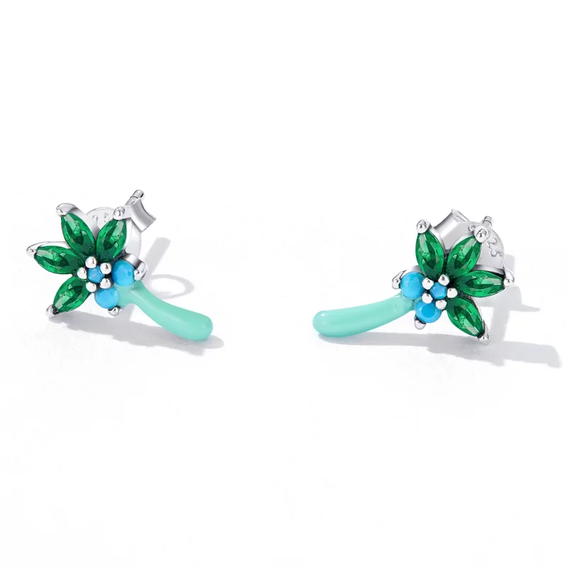 (image pour) Boucles d'oreilles à clous style Pandora avec une amusante paire de cocotiers - - Afficher 2