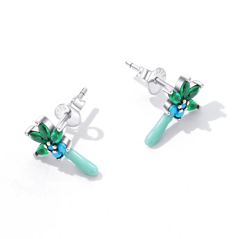 (image pour) Boucles d'oreilles à clous style Pandora avec une amusante paire de cocotiers - - Afficher 3