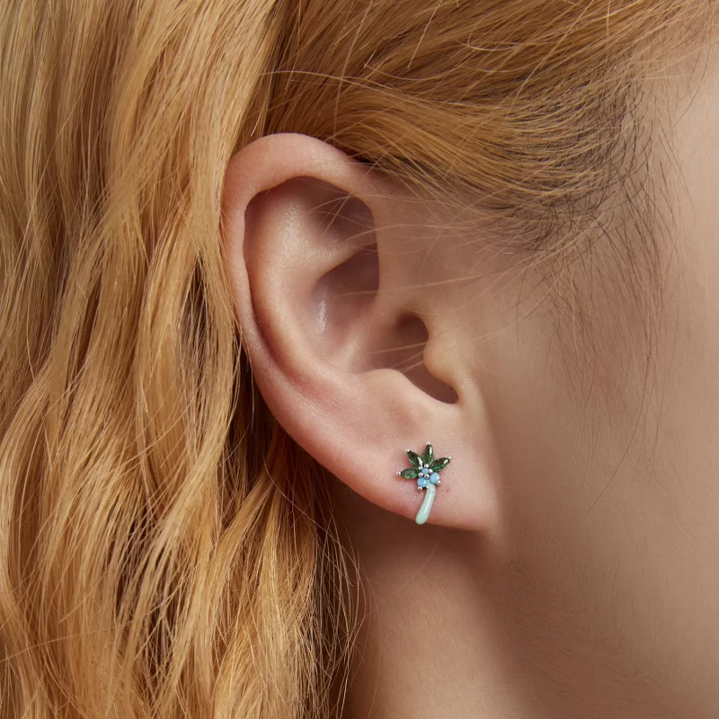 (image pour) Boucles d'oreilles à clous style Pandora avec une amusante paire de cocotiers - - Afficher 6