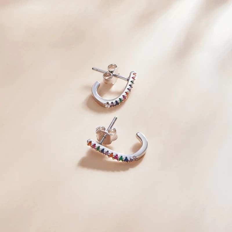(image pour) Boucles d'oreilles clous style Pandora en forme de canne de Noël - SCE1167-A - Afficher 2