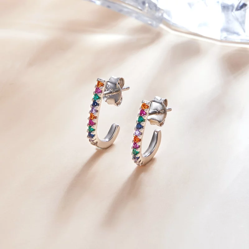 (image pour) Boucles d'oreilles clous style Pandora en forme de canne de Noël - SCE1167-A - Afficher 3