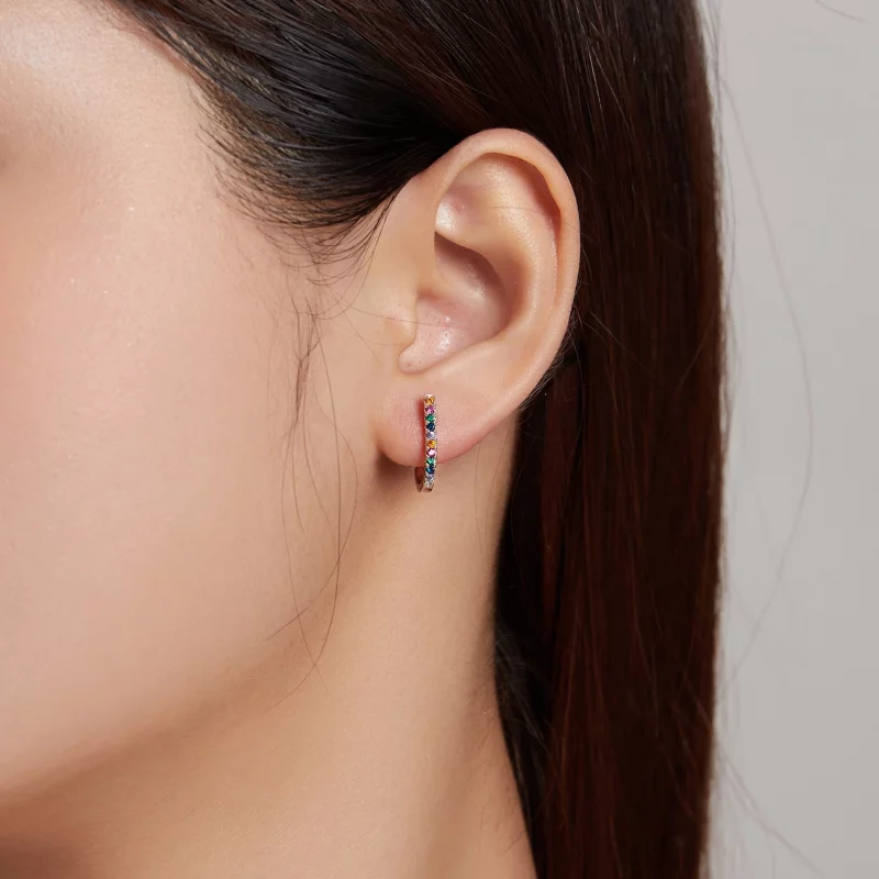 (image pour) Boucles d'oreilles clous style Pandora en forme de canne de Noël - SCE1167-A - Afficher 5